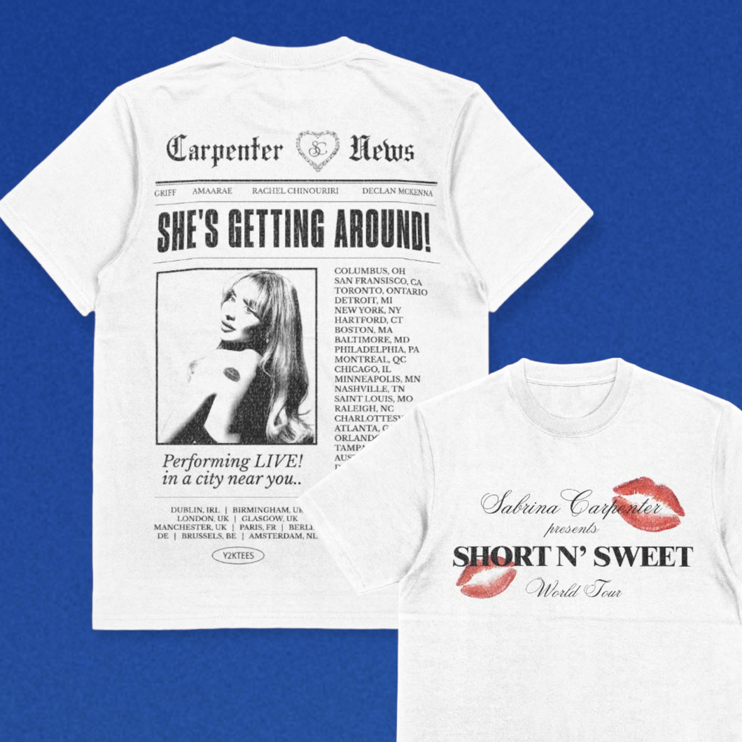 Sabrina Carpenter ‘Short N’ Sweet Tour’ Y2K Graphic Tee