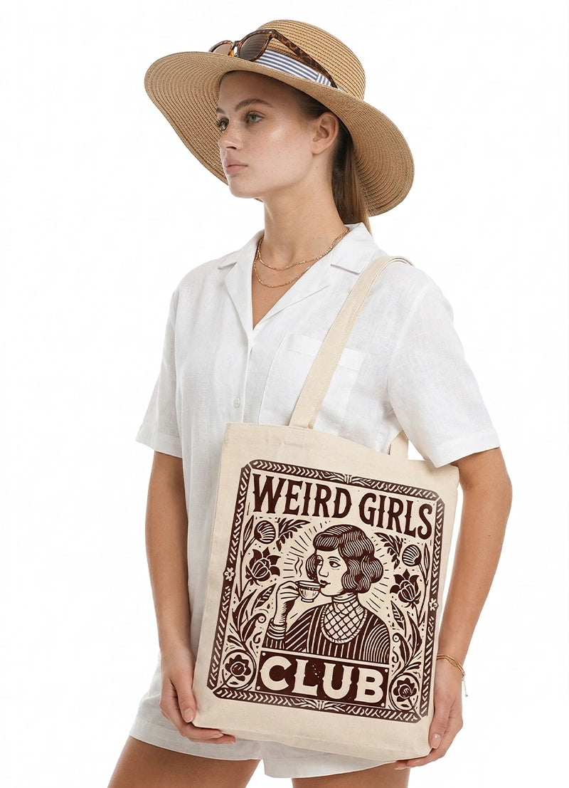 Y2K graphic tote bag with bold print